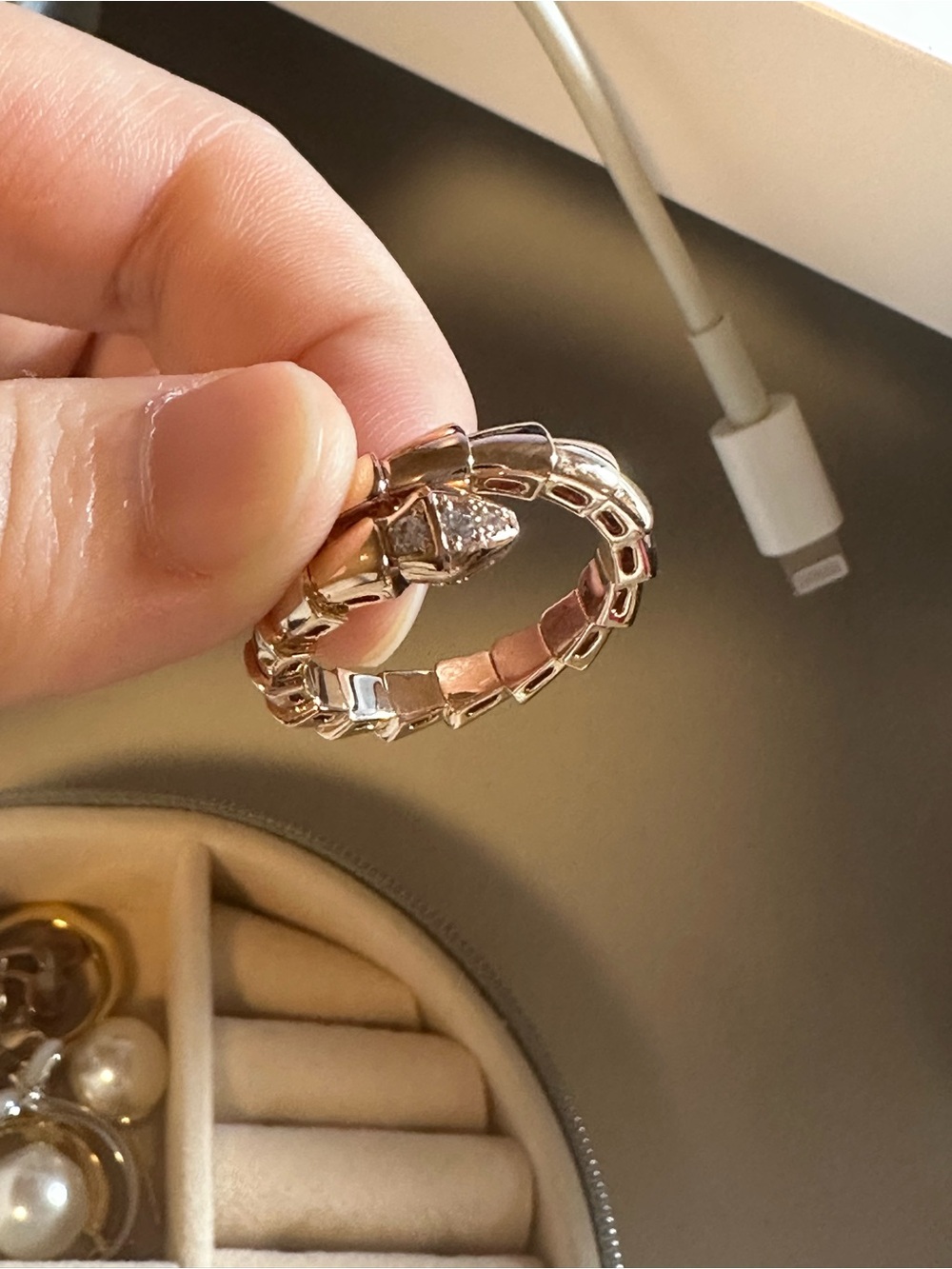 Rose Gold Serpentine Ring size M